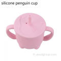 Entraînement pour bébé Boire la tasse de pingouin en silicone de paille en paille